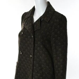 Burning Torch Brown Geometric Button Jacket M